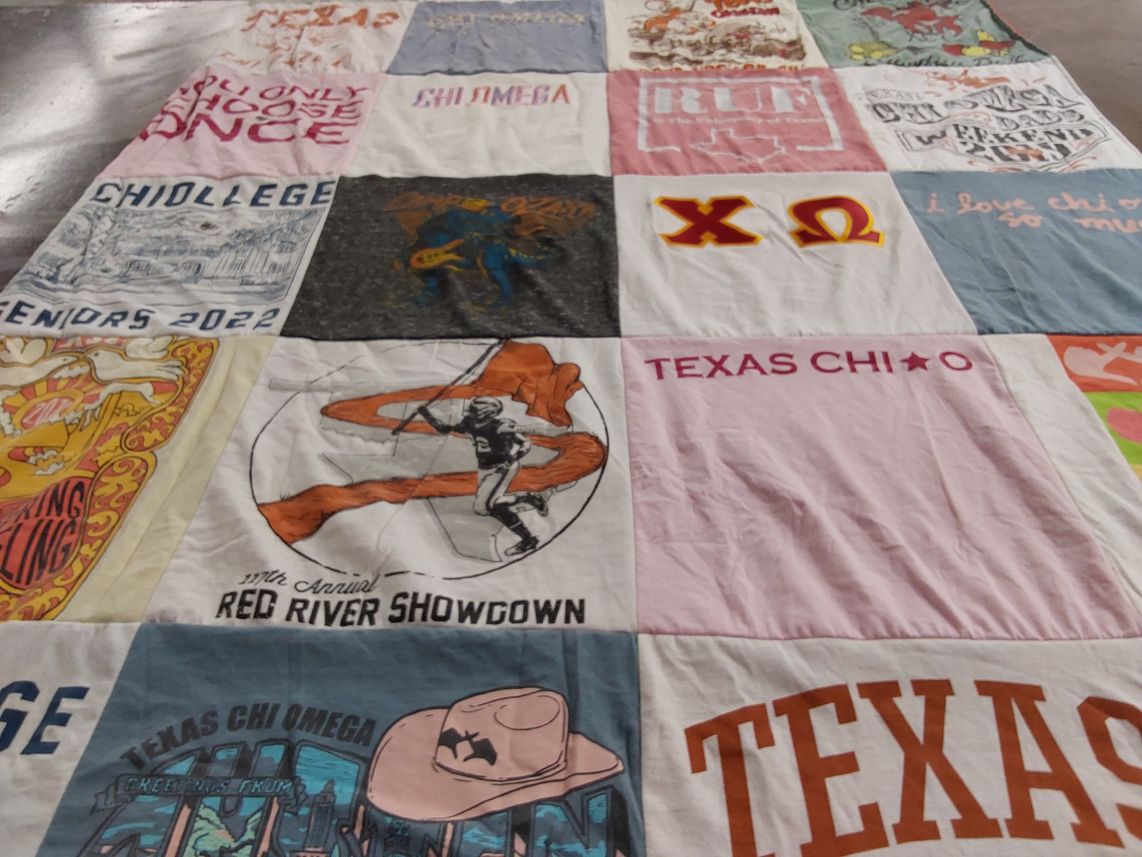 T-shirt quilt from college by Suzanne from TX