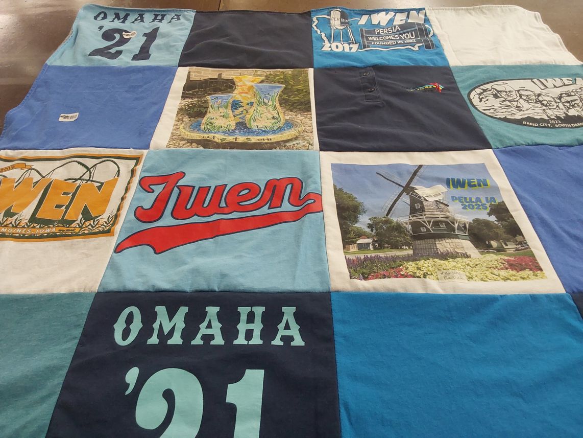 T-shirt quilt with quilting themes by Carrie from NE