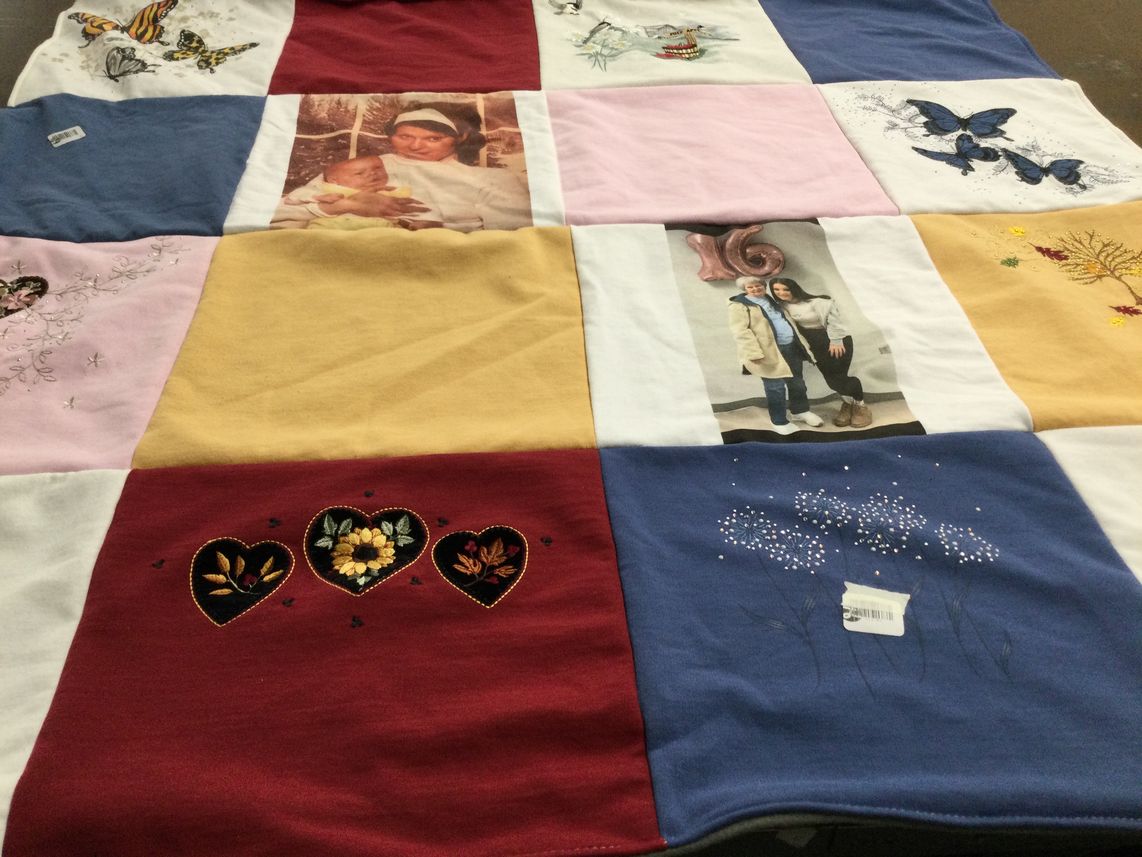 T-shirt quilt with photography, nature themes by Karen from PA