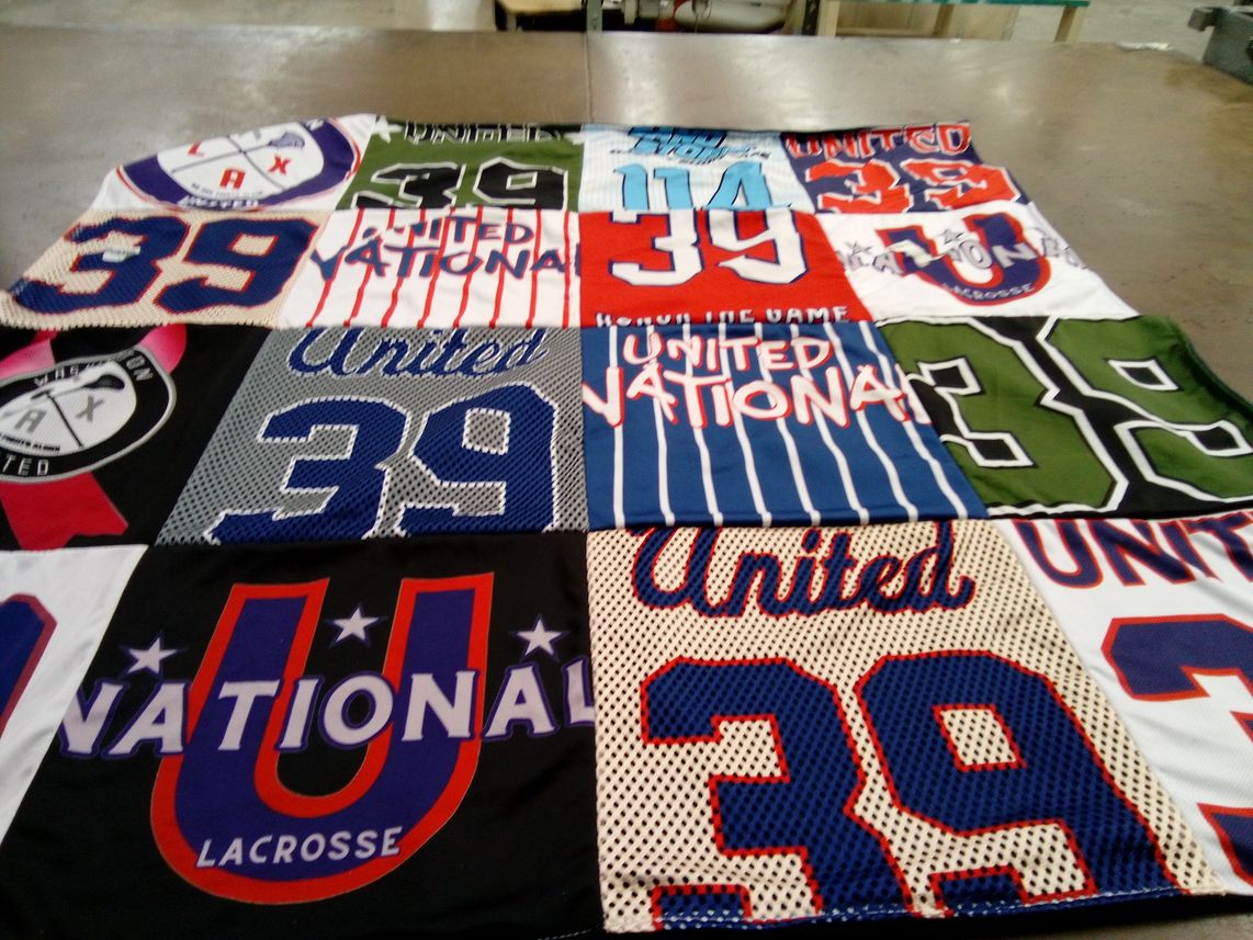 T-shirt quilt with lacrosse themes by Natasha from WA