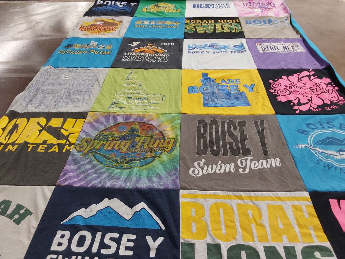 T-shirt quilt featuring boise y swim team by Jana from ID