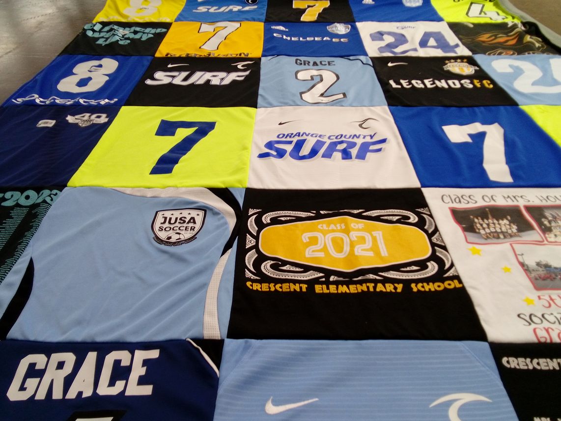T-shirt quilt featuring orange county surf by Dorian from CA