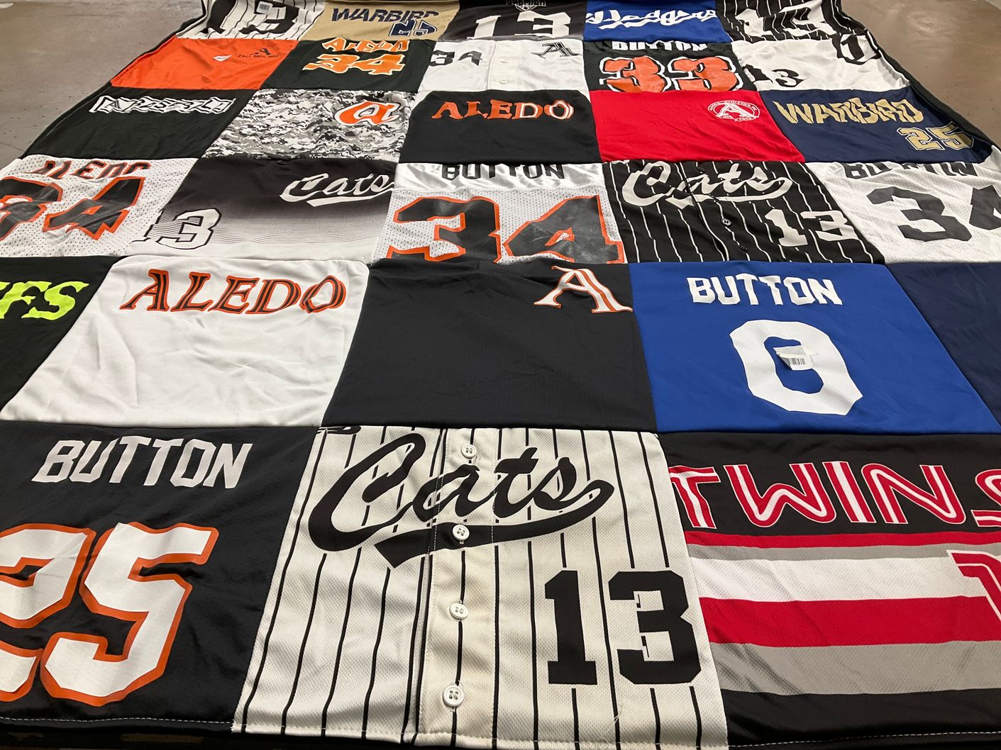 T-shirt quilt featuring alledo high school baseball team by Courtney from TX
