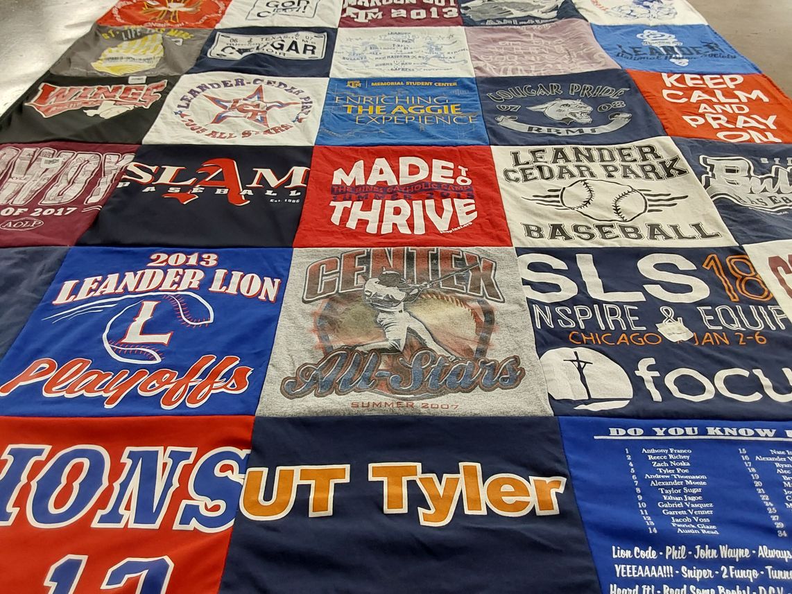 T-shirt quilt featuring leander lions by Michele from TX