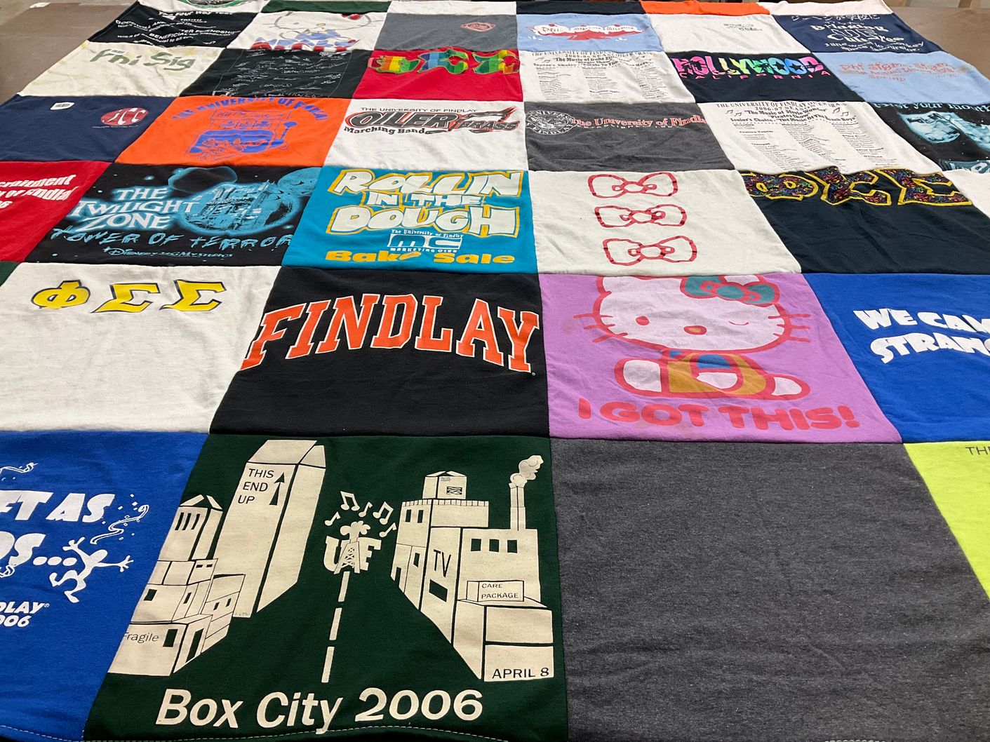 T-shirt quilt from findlay university, the university of findlay by Gretchen from OH