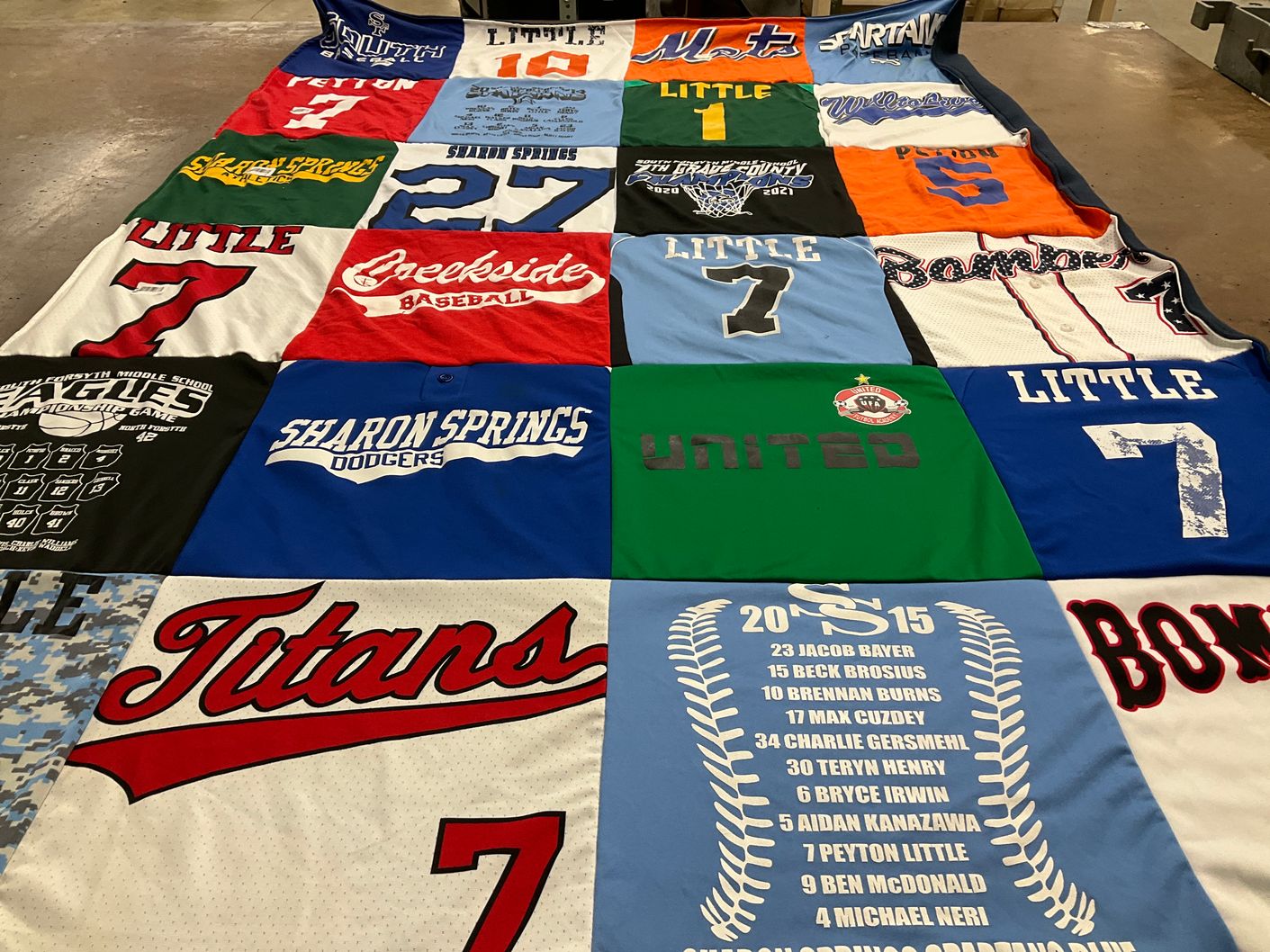 T-shirt quilt featuring sharon springs dodgers, creekside baseball by Keri from GA
