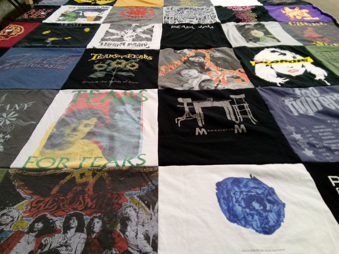 T-shirt quilt with music, bands themes by Michael from IL