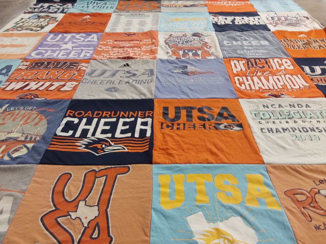 T-shirt quilt featuring utsa roadrunners cheerleading by Aleya from TX