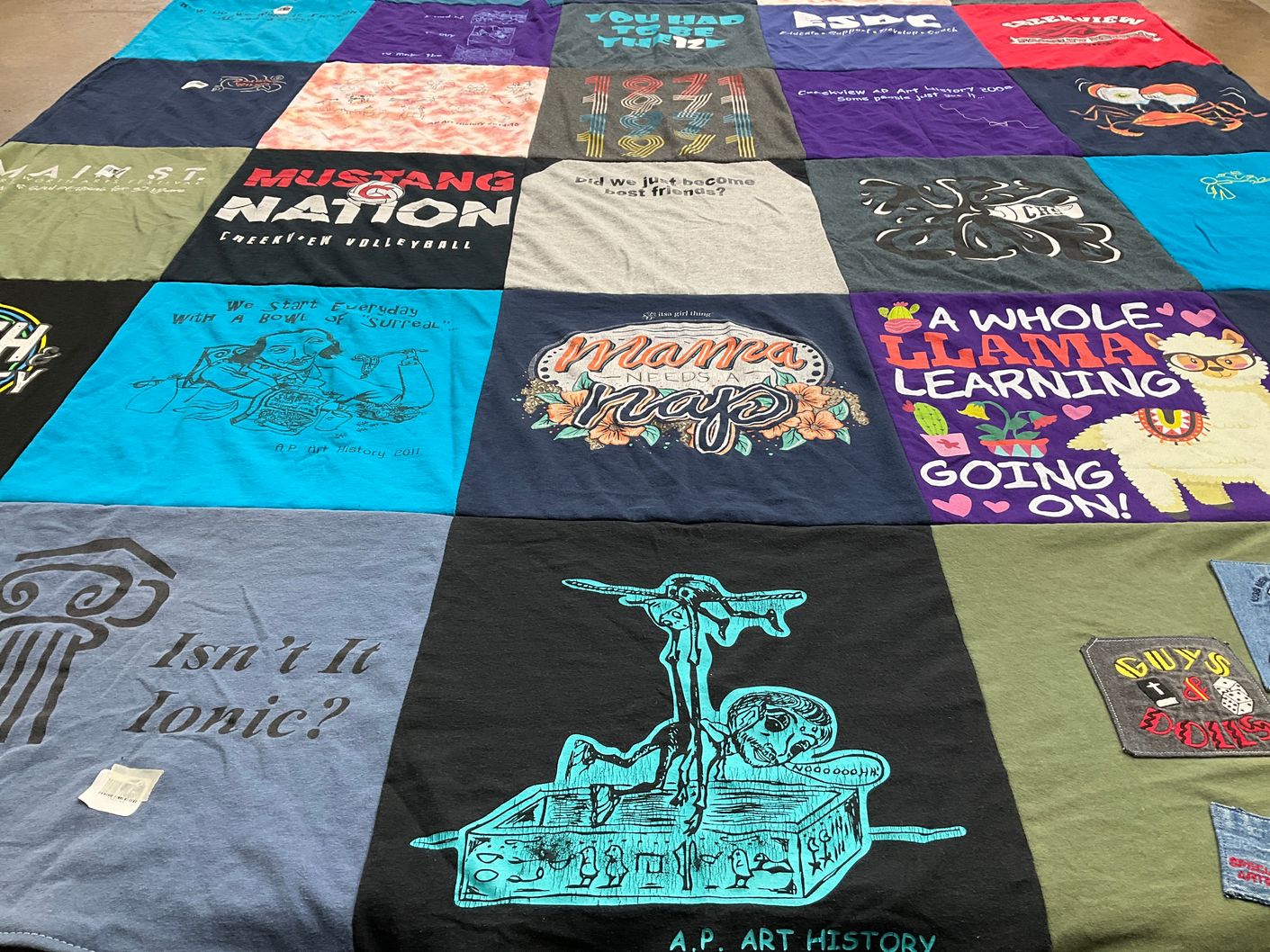 T-shirt quilt from creekview high school by Stacy from TX