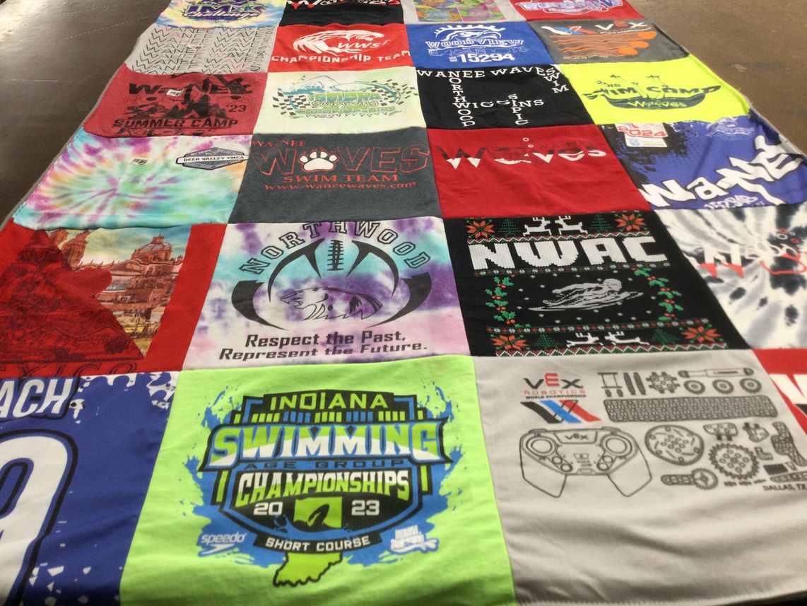 T-shirt quilt featuring wa-nee waves swim team by Beth from IN