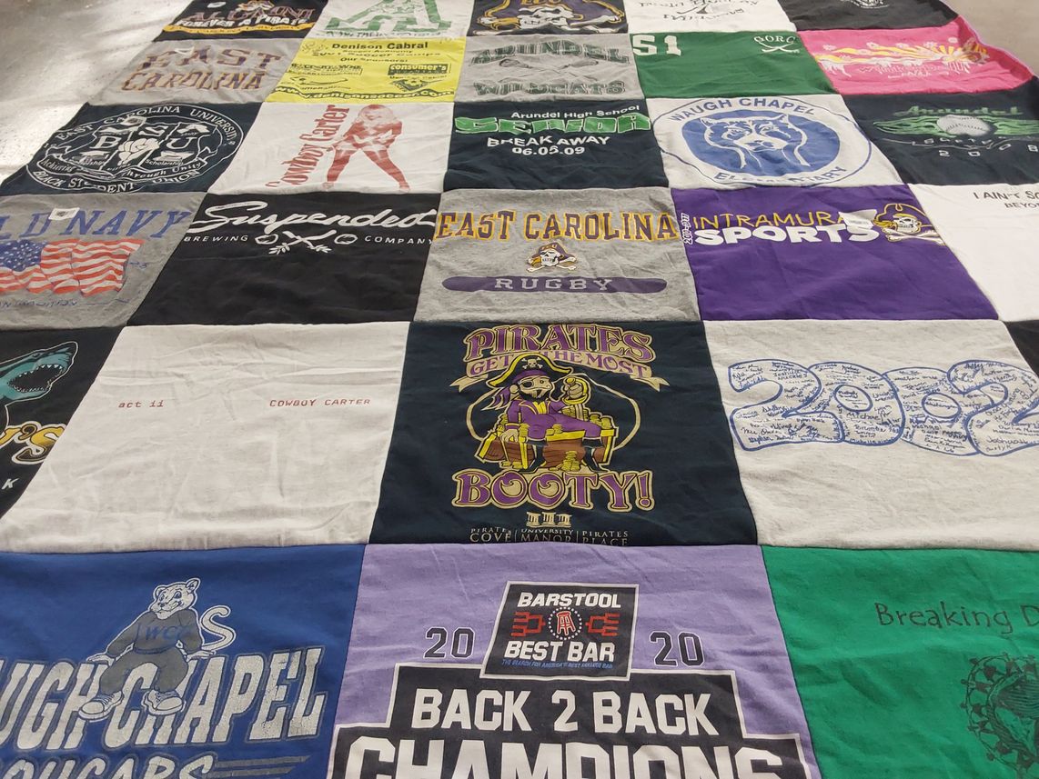 T-shirt quilt featuring east carolina university rugby by Lynette from MD