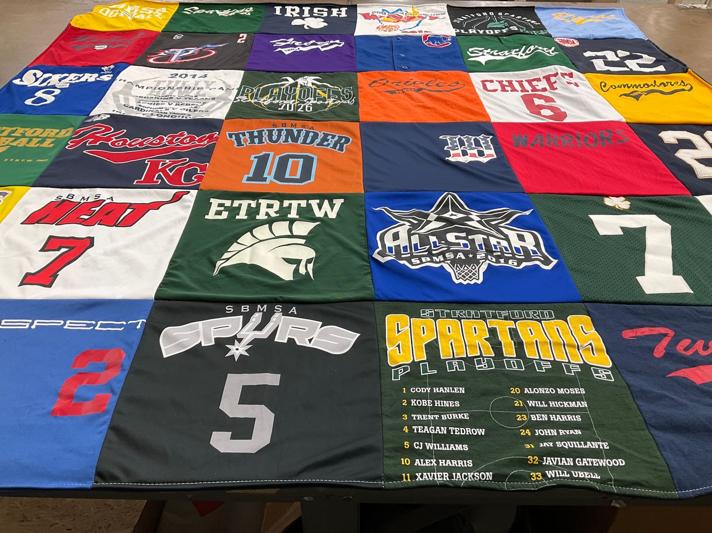 T-shirt quilt featuring stratford spartans, houston rockets by DEBBIE from TX
