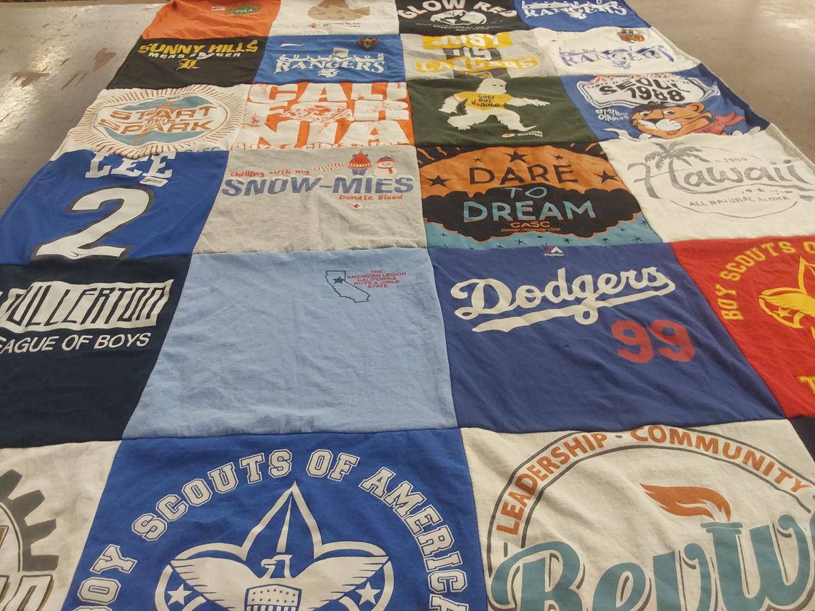 T-shirt quilt featuring los angeles dodgers by Hi from CA