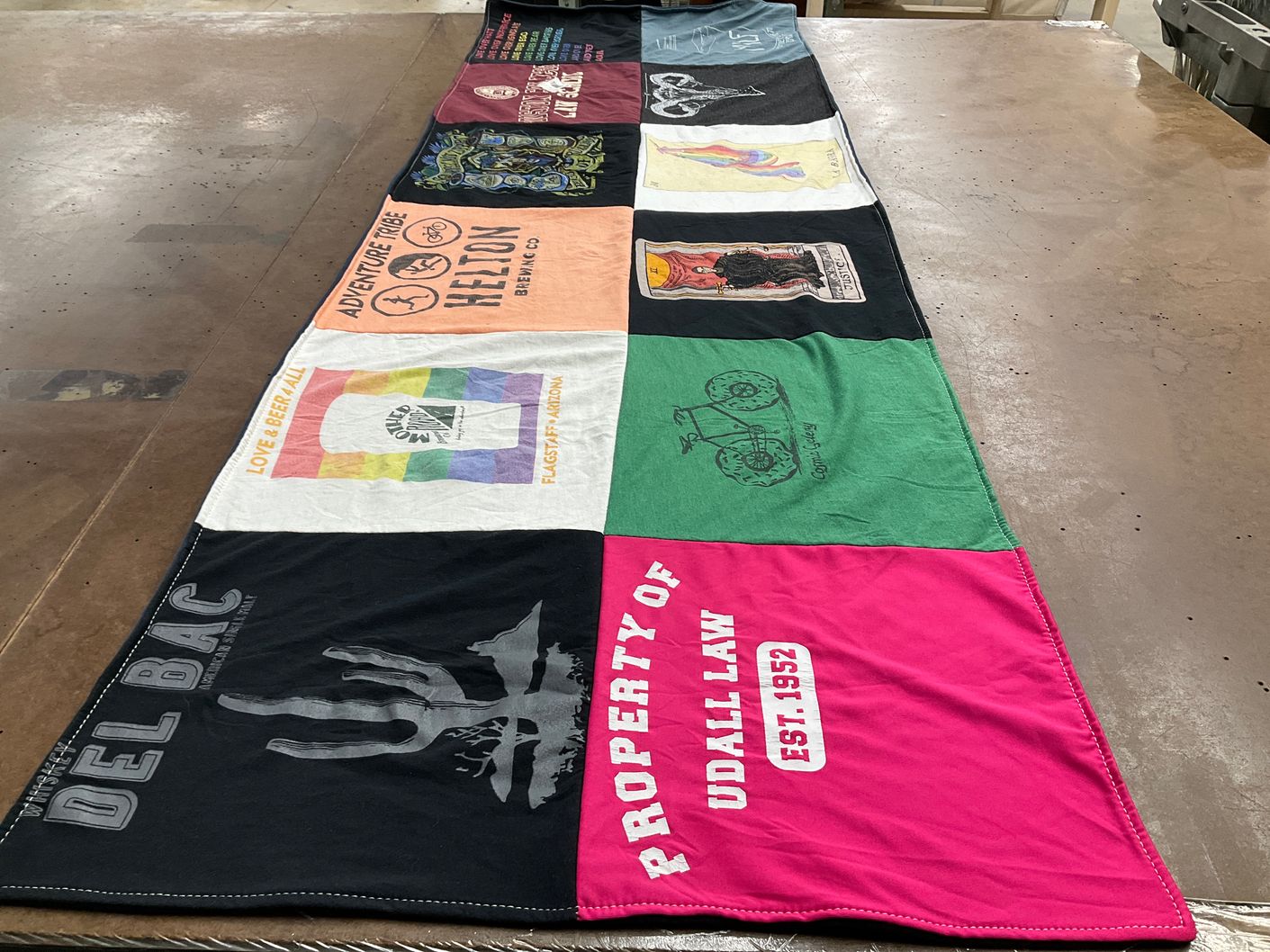 T-shirt quilt with brewing, outdoor activities themes by MELISSA from AZ
