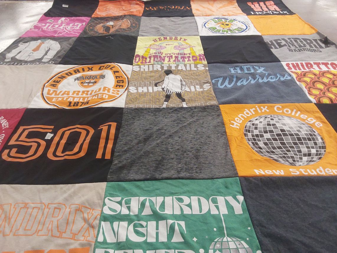 T-shirt quilt featuring hendrix warriors by Lynette from AR