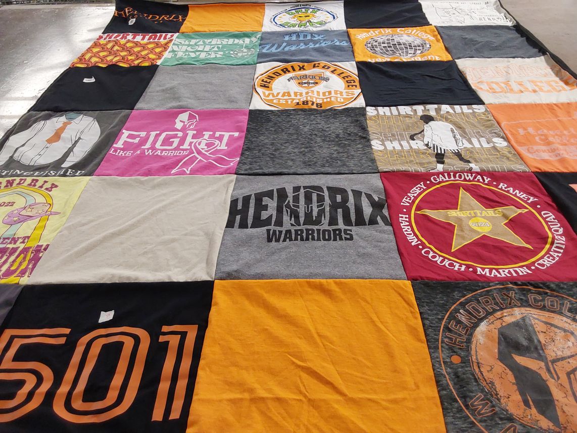 T-shirt quilt featuring hendrix warriors by Lynette from AR
