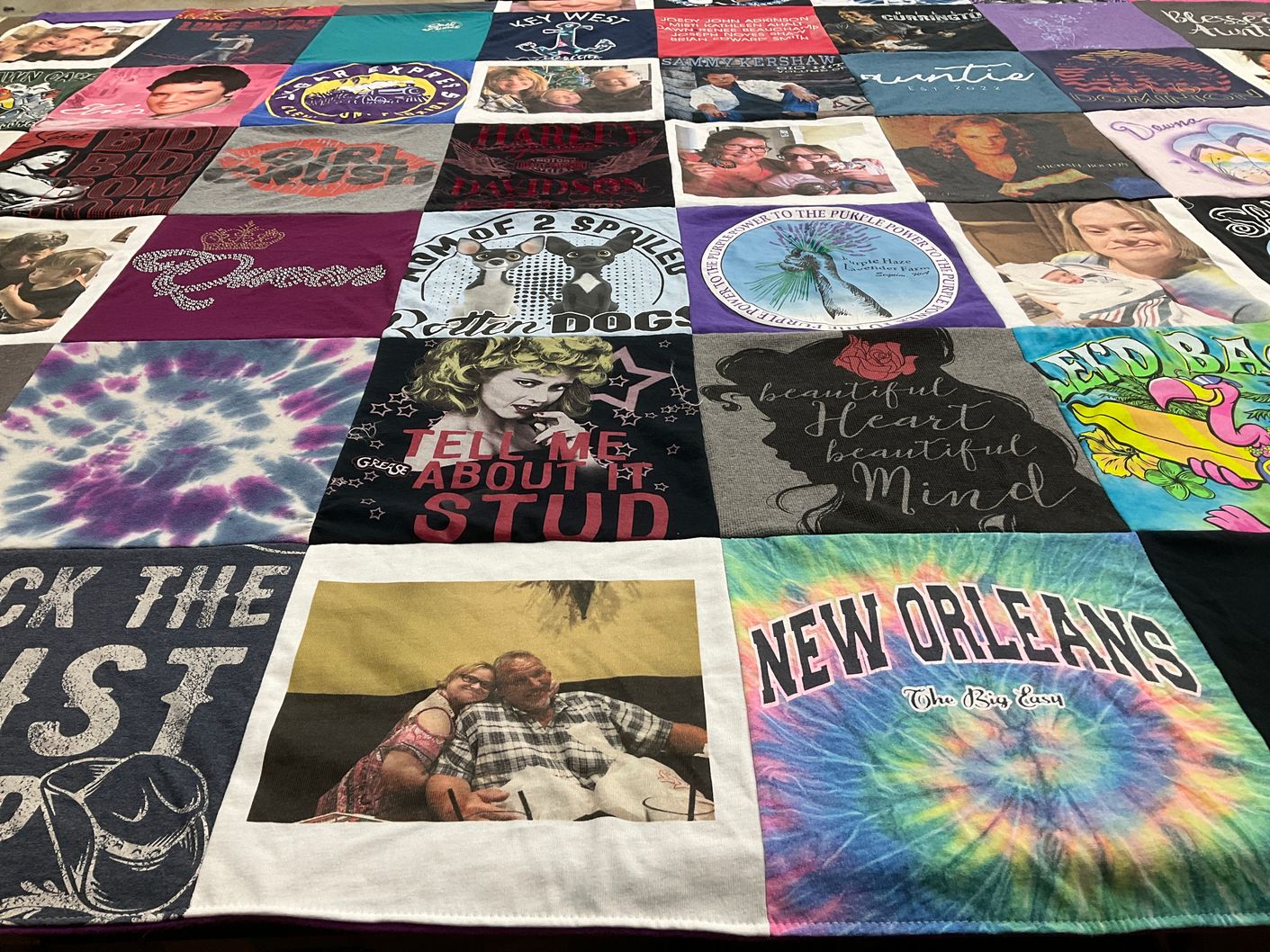 T-shirt quilt with harley davidson, new orleans themes by Ann from FL