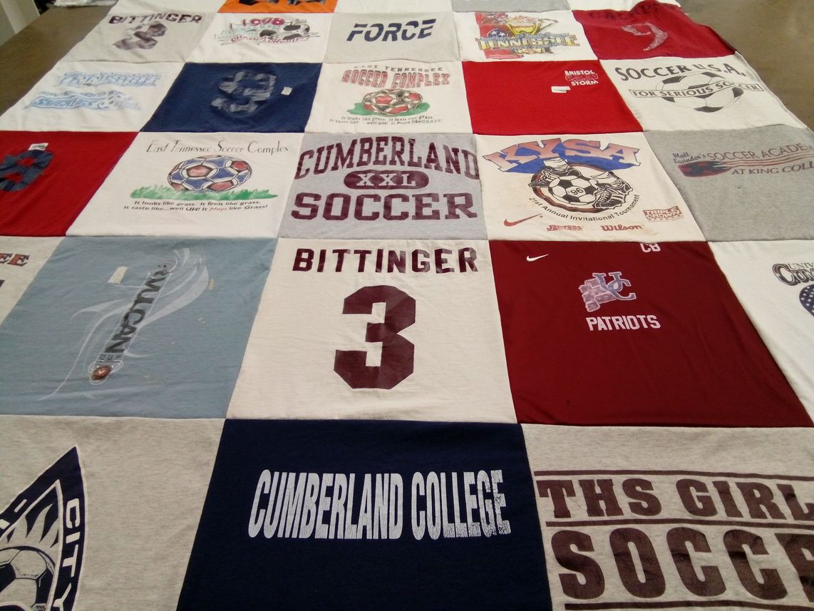 T-shirt quilt featuring cumberland soccer by Christine from TN