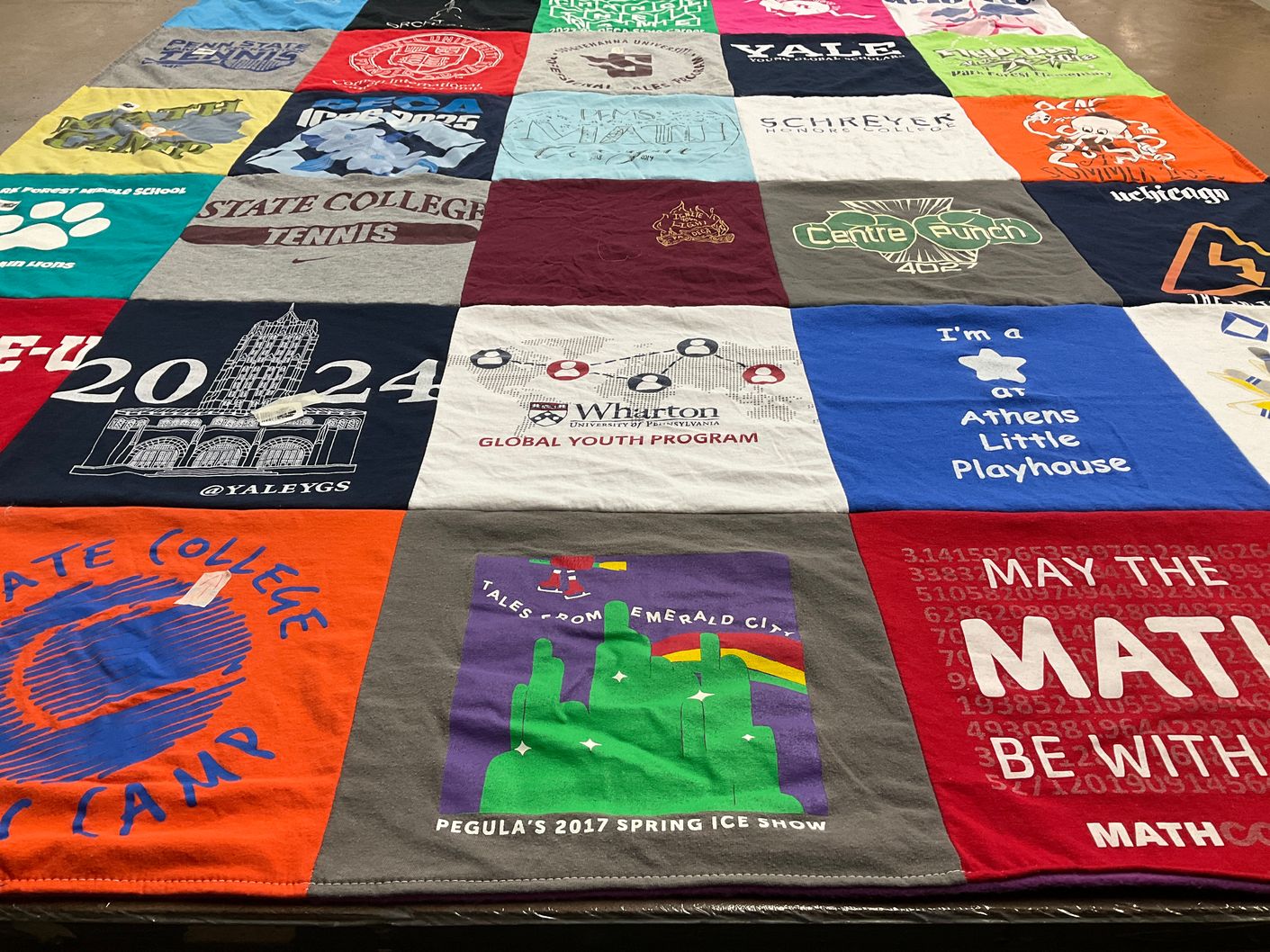T-shirt quilt from yale university, pennsylvania state university by Youyou from PA