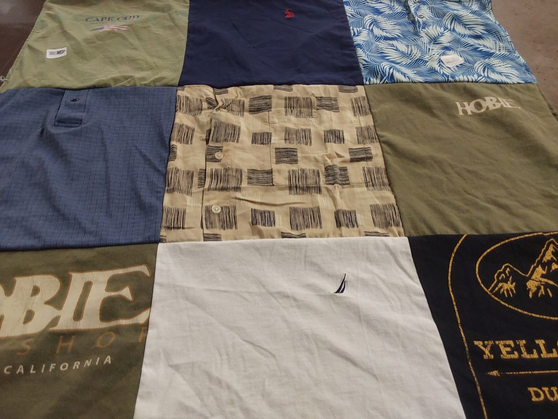 T-shirt quilt with beach, sailing themes by Carrie from FL