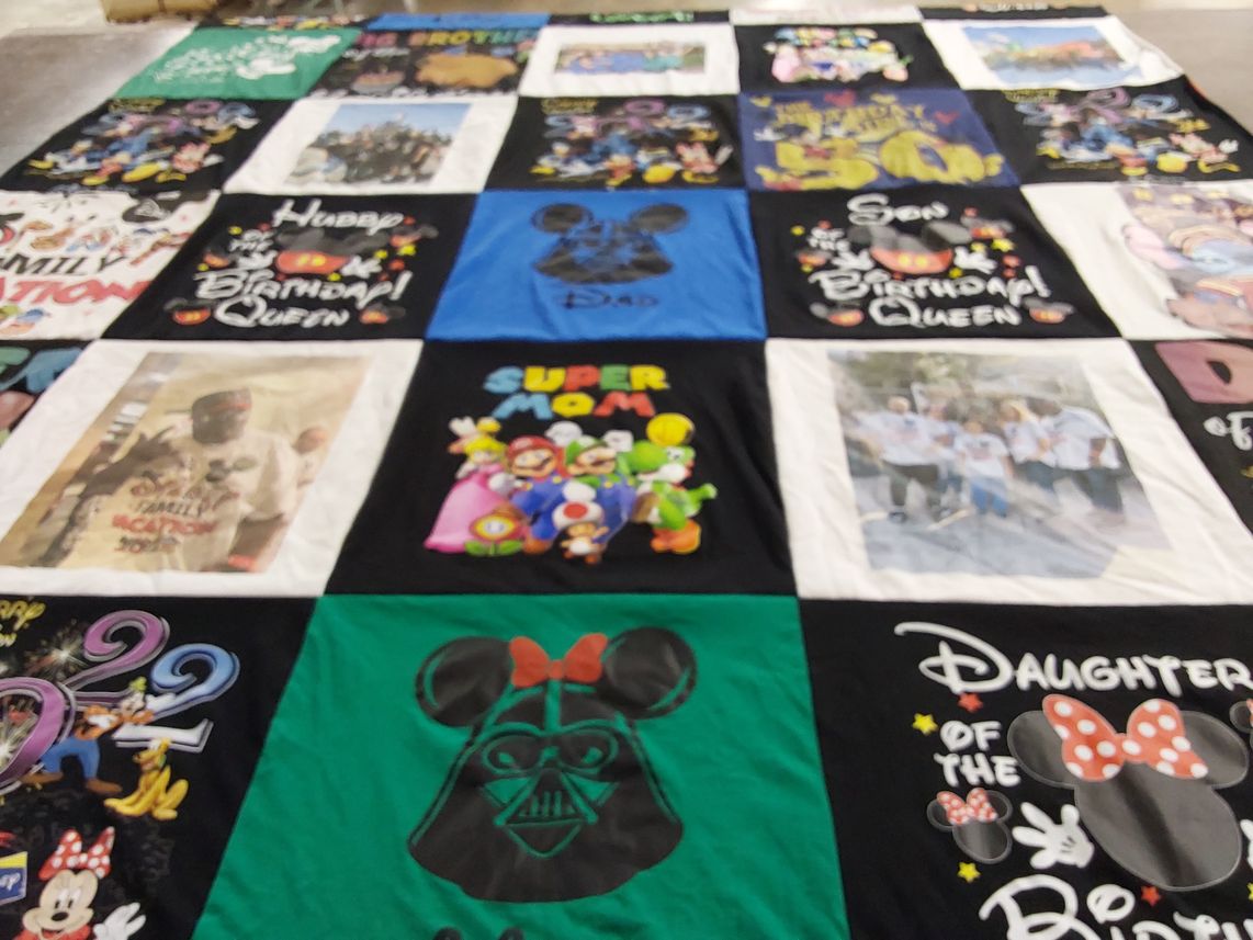 T-shirt quilt with disney, family gatherings themes by Mar'shell from CA