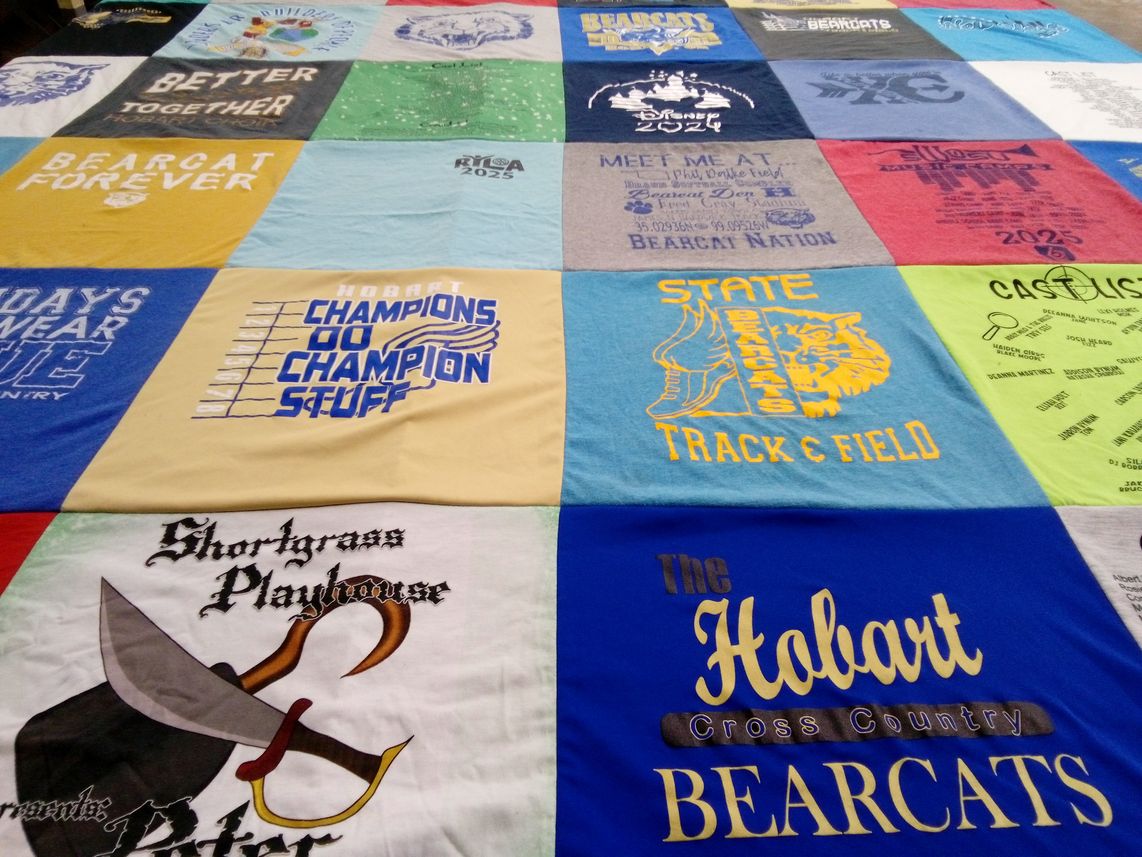 T-shirt quilt featuring hobart cross country, state bearcats by Levi from OK