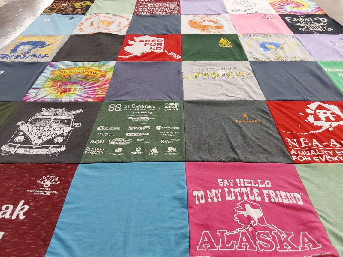 T-shirt quilt from hooper bay high school by Lainie from TX
