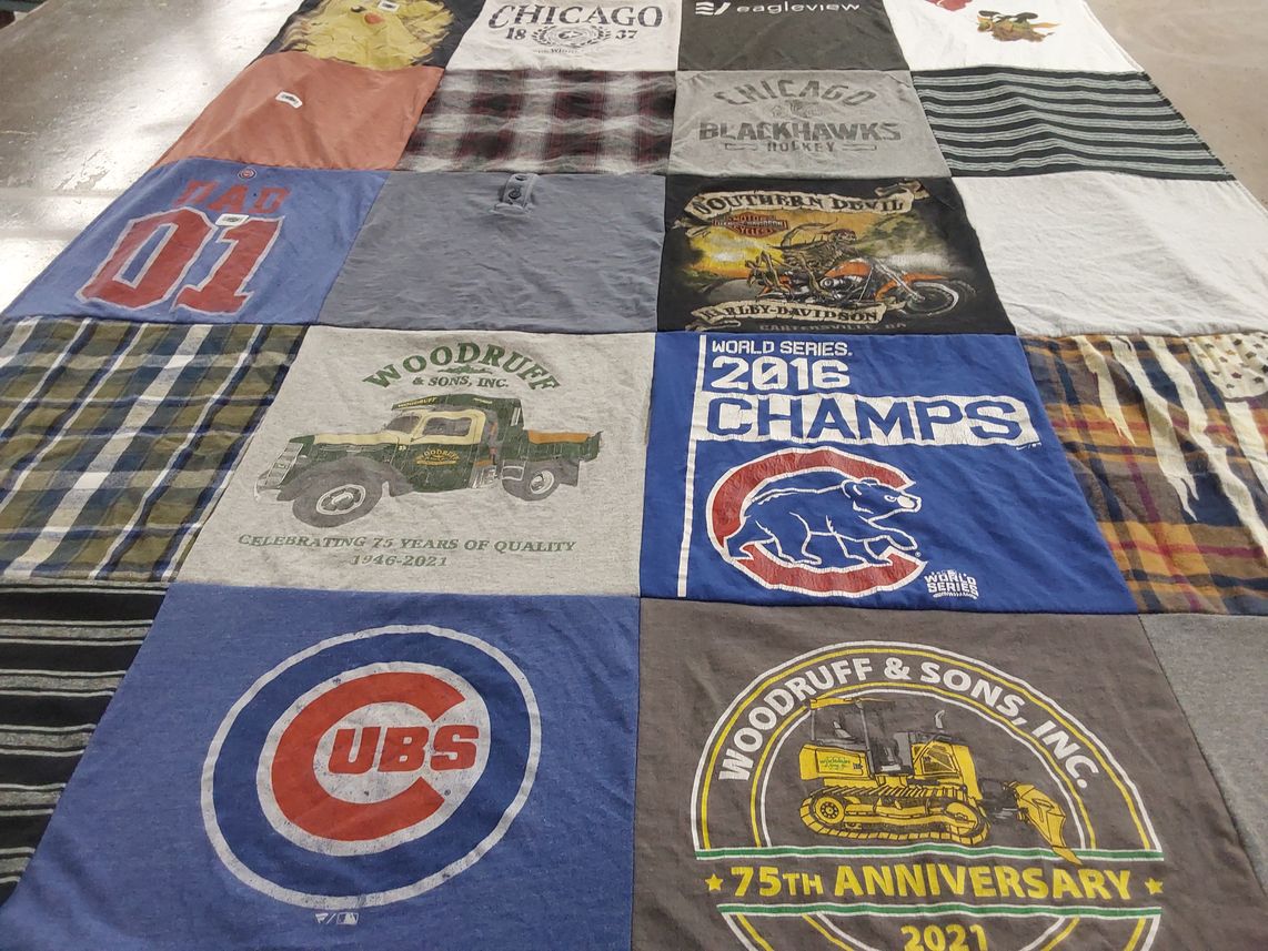 T-shirt quilt featuring chicago cubs, chicago blackhawks by Tori from FL