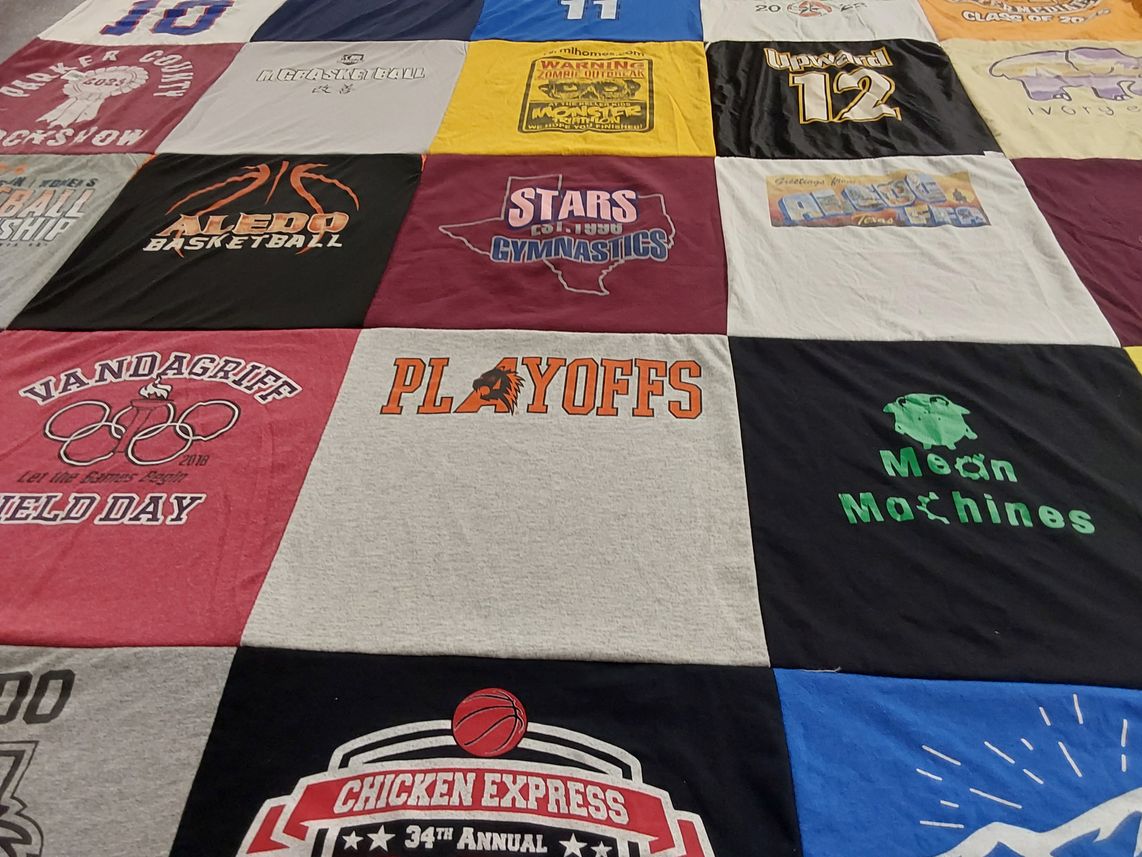 T-shirt quilt from aledo high school, vandagriff high school by April from TX
