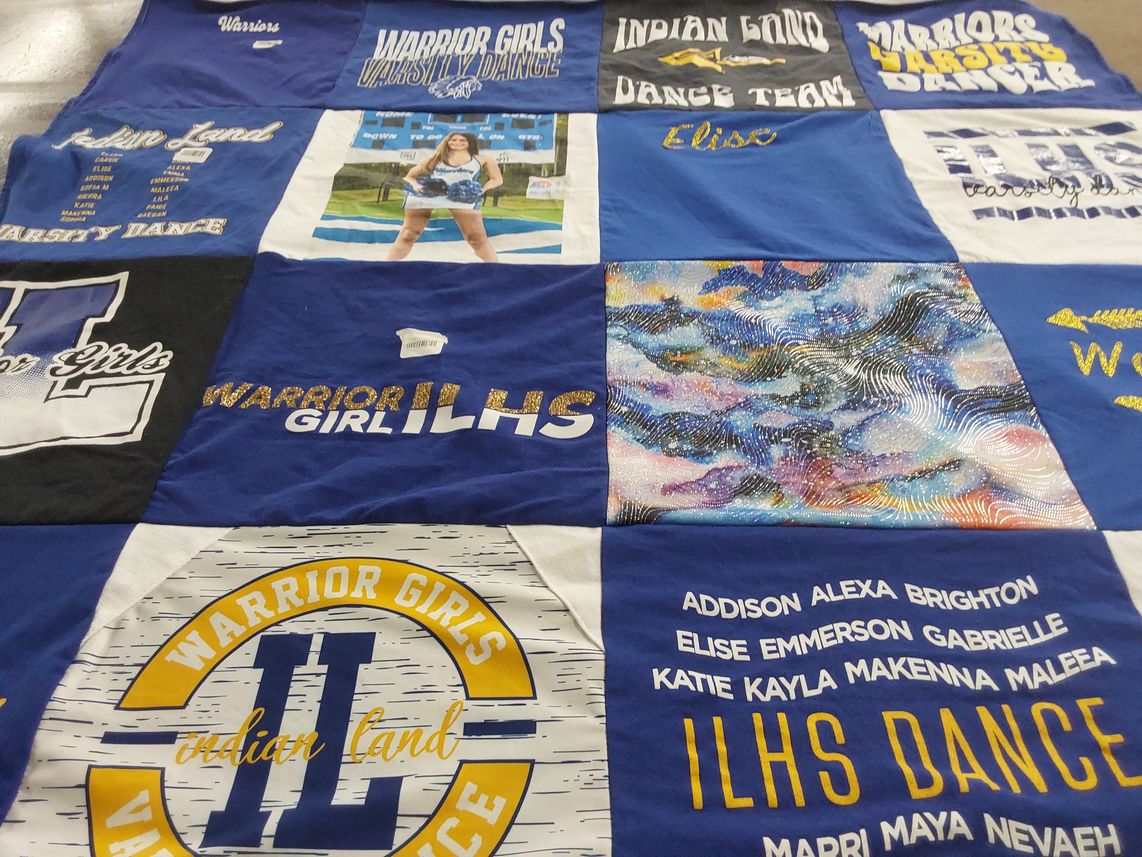T-shirt quilt featuring indian land high school dance team by Laurel from SC
