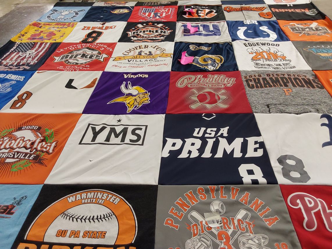T-shirt quilt featuring usa prime, levittown rockets by Lori from PA