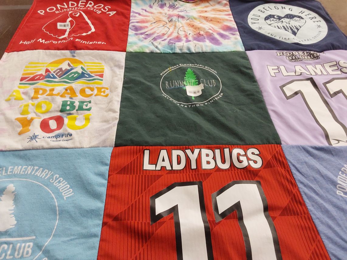 T-shirt quilt from ponderosa elementary school by Krit from OR