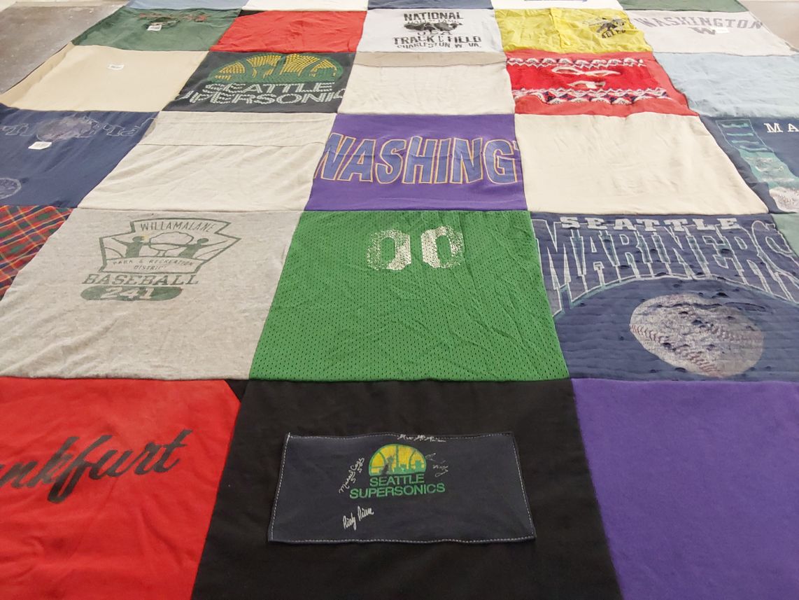 T-shirt quilt featuring seattle mariners, seattle supersonics by Beth from WA