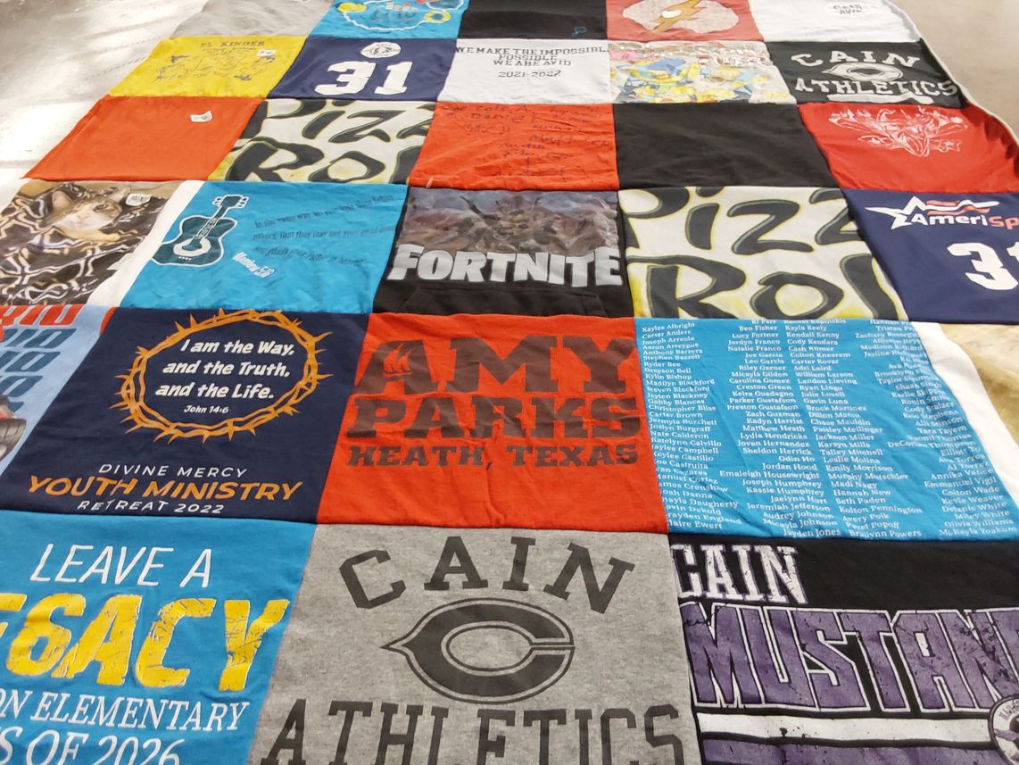 T-shirt quilt featuring cain mustangs by Marlene from TX