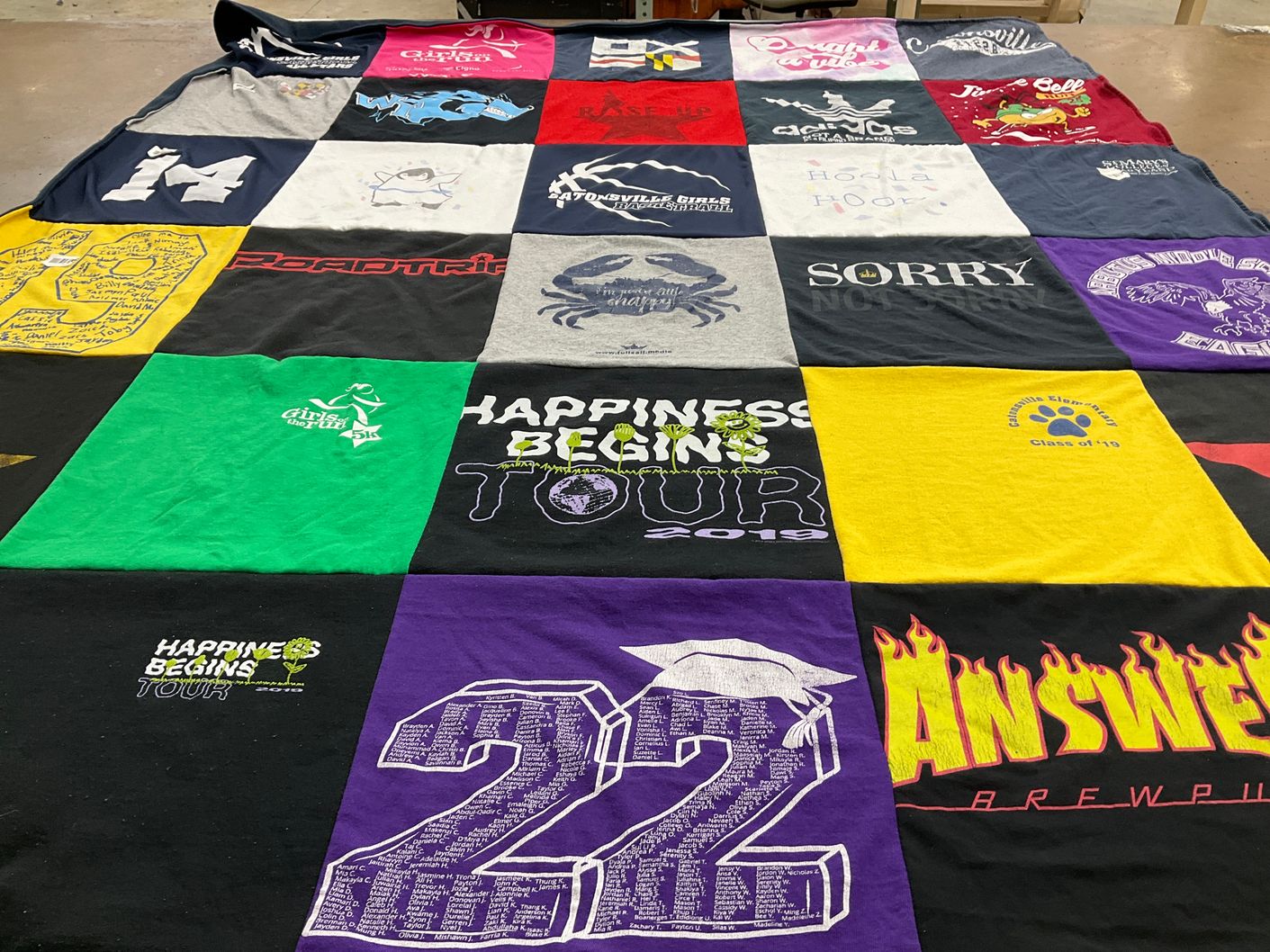 T-shirt quilt from bellevue elementary school by Cassandra from MD