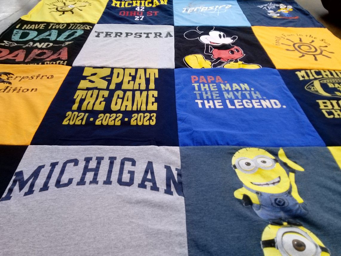 T-shirt quilt from university of michigan by Cindy from MI