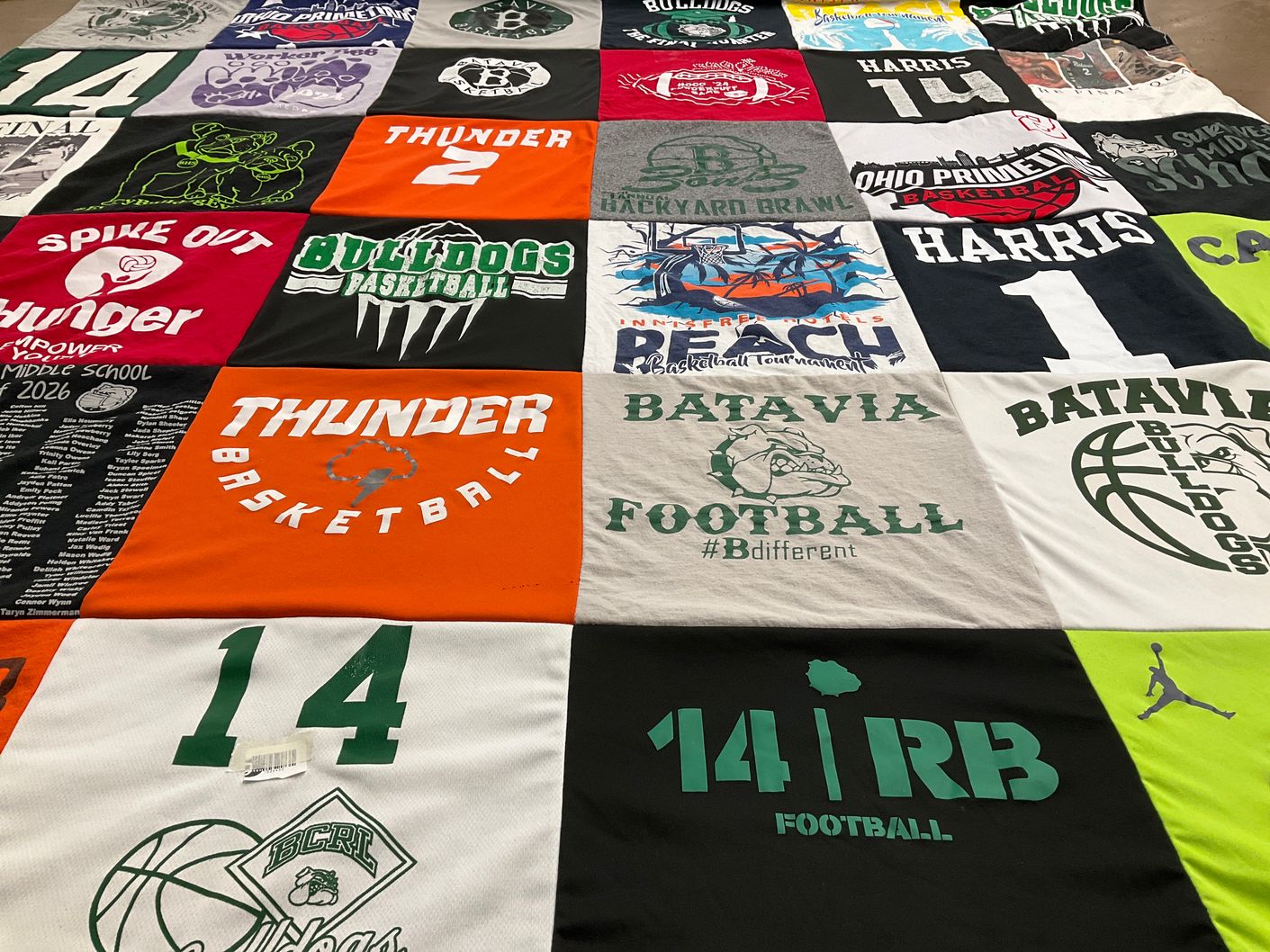 T-shirt quilt featuring batavia bulldogs, thunder basketball by Bobby from OH