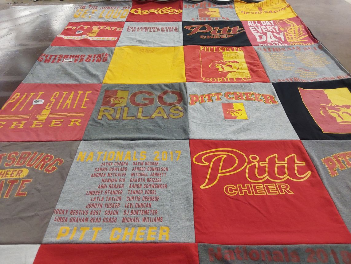 T-shirt quilt from pittsburg state university by Judith from MO