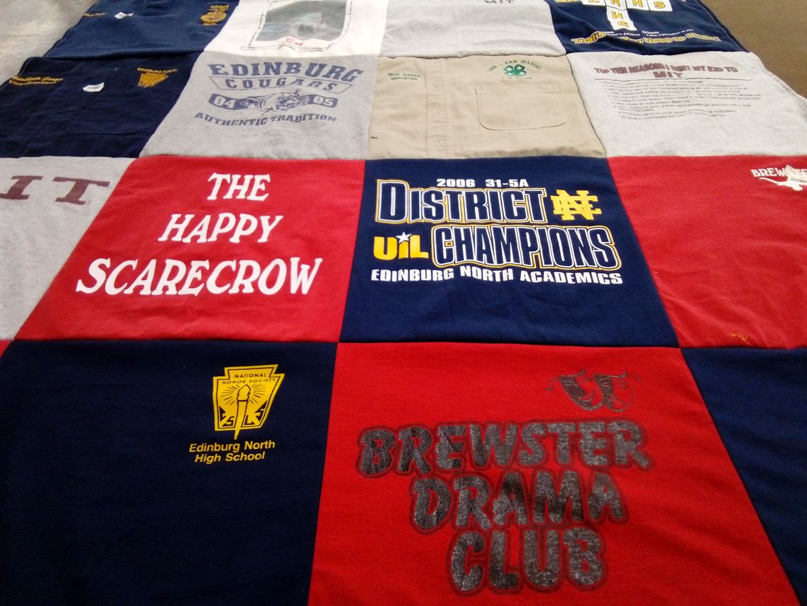 T-shirt quilt featuring edinburg cougars by cathy from RI