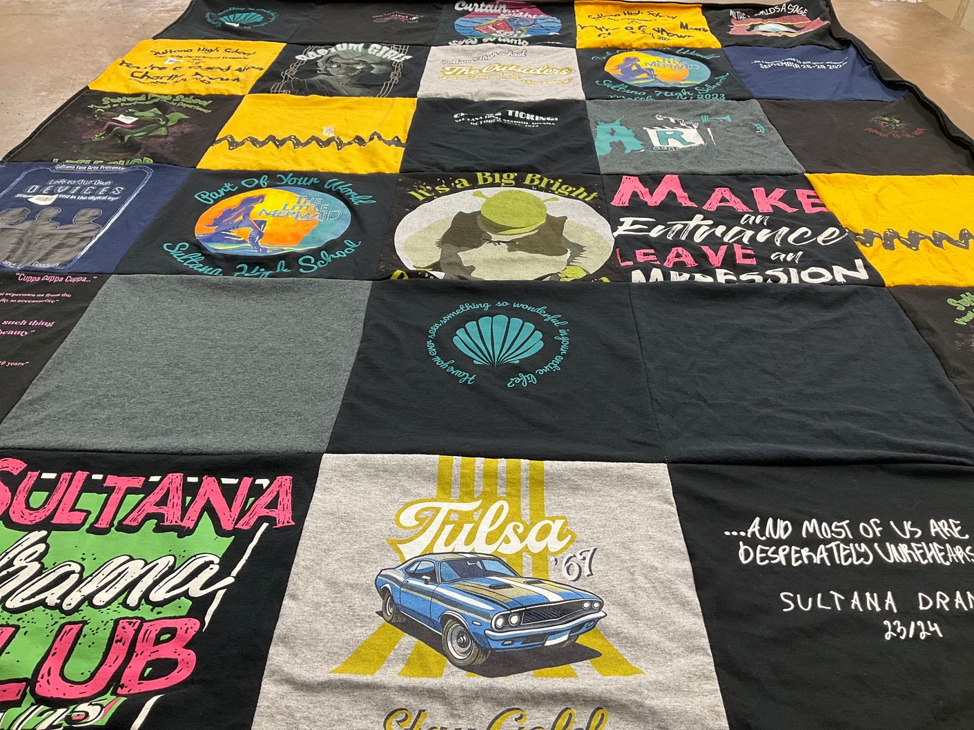 T-shirt quilt from sultana high school by stephanie from CA