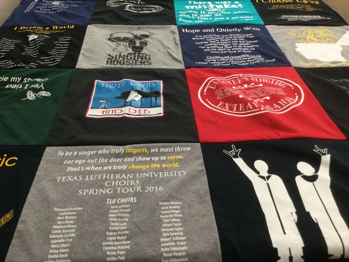 T-shirt quilt from texas lutheran university by Deborah from TX
