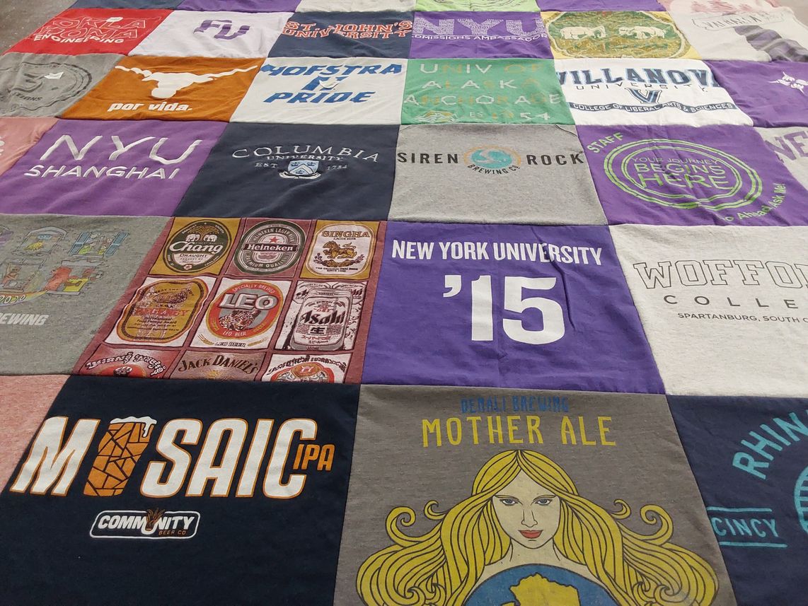 T-shirt quilt from new york university, hofstra university by Phoebe from TX