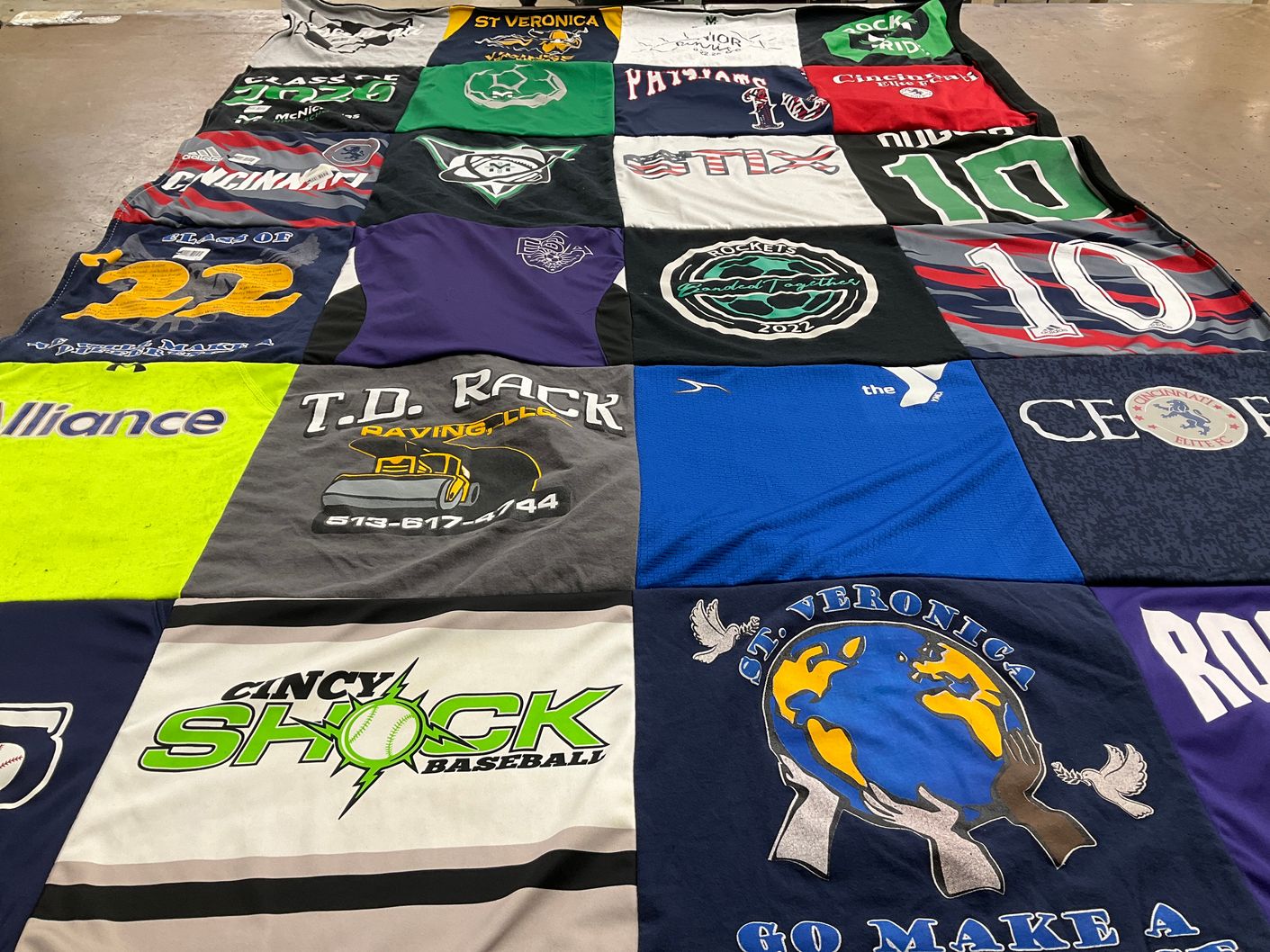 T-shirt quilt featuring cincy shock baseball by Tammi from OH