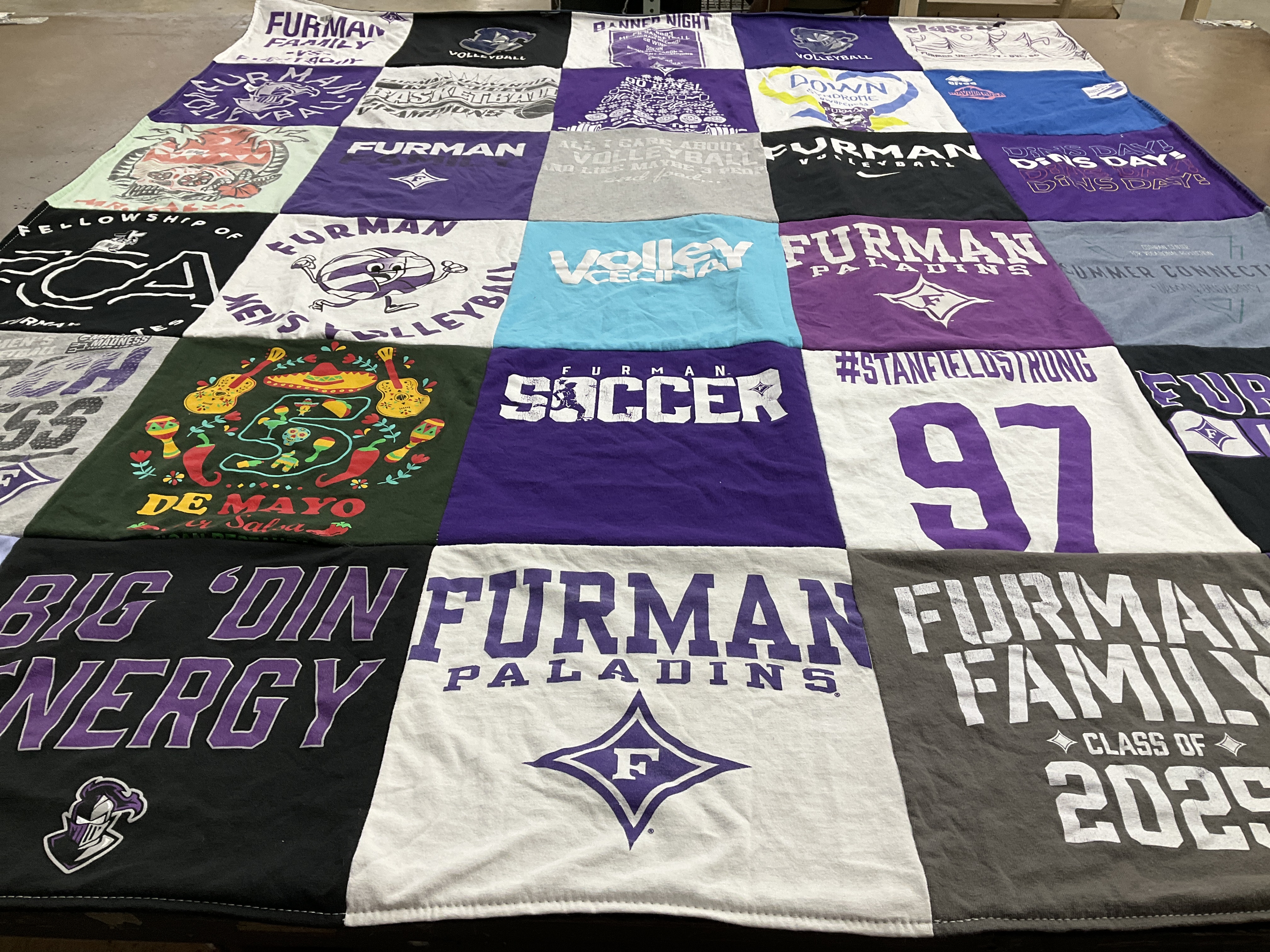 T-shirt quilt featuring furman paladins by Chandler from GA