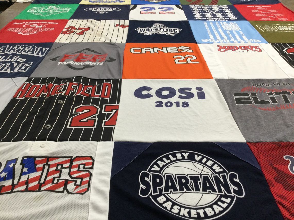 T-shirt quilt featuring valley view spartans by Holly from OH