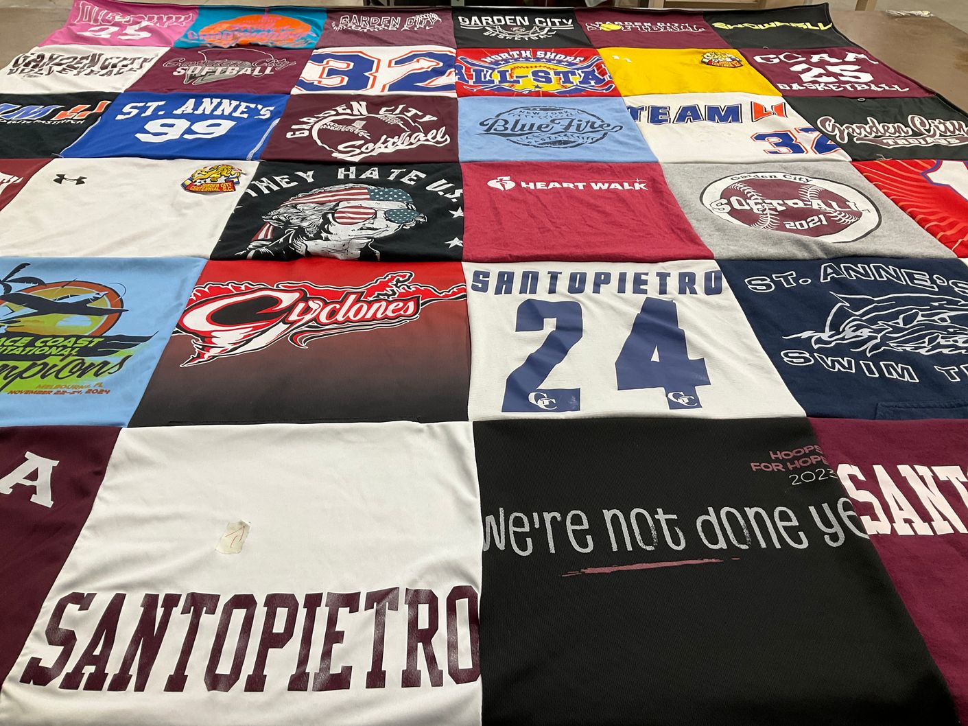 T-shirt quilt featuring garden city high school, cyclones by kerry from NY