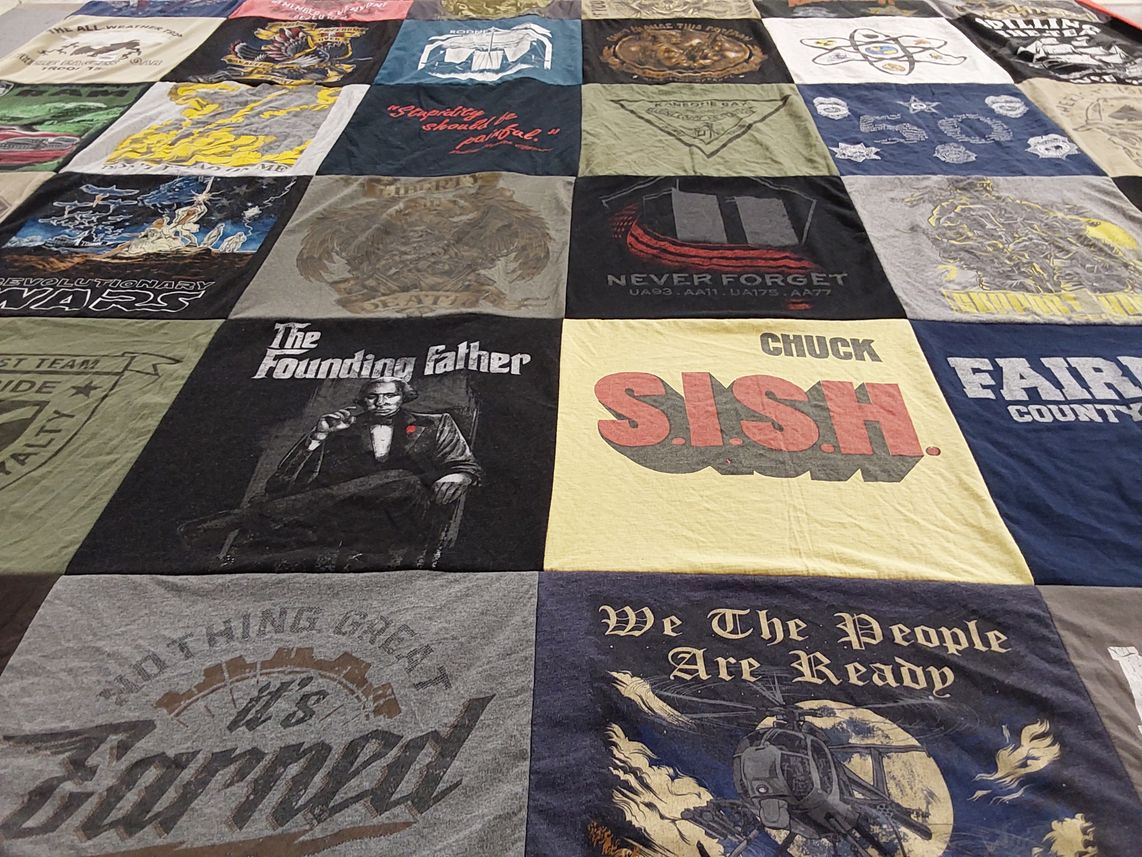 T-shirt quilt with history, patriotism themes by Chuck from VA