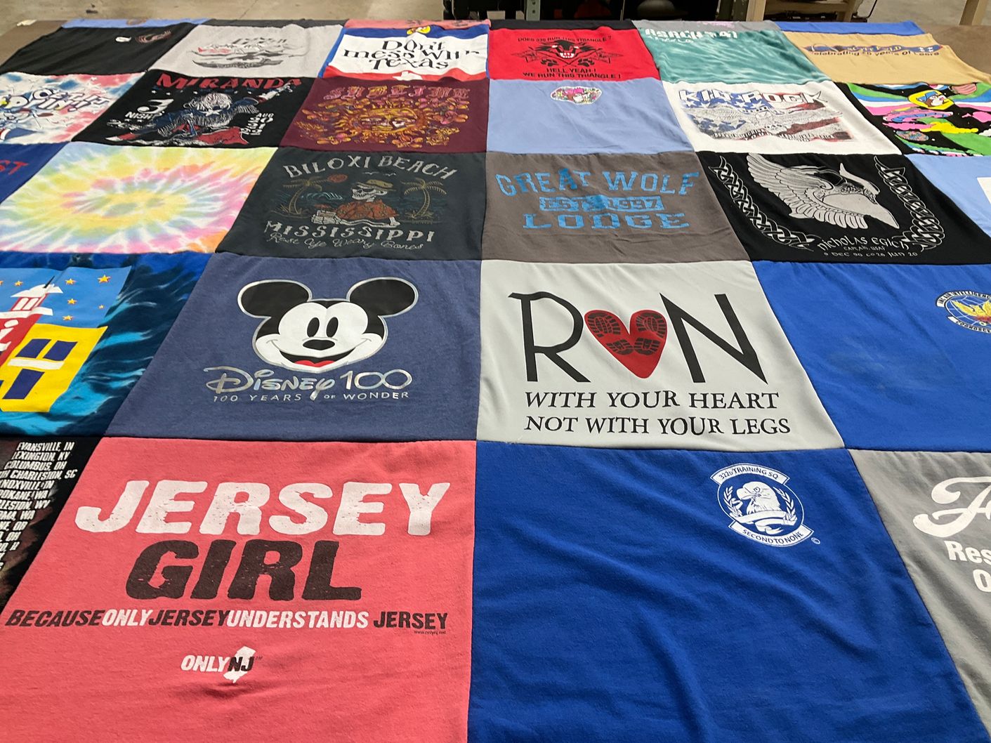 T-shirt quilt with disney, beach themes by Ashley from TX