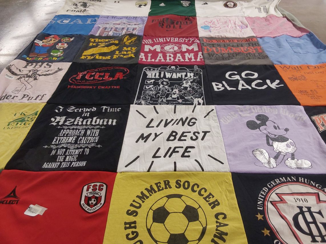 T-shirt quilt featuring high summer soccer camp by Susan from PA