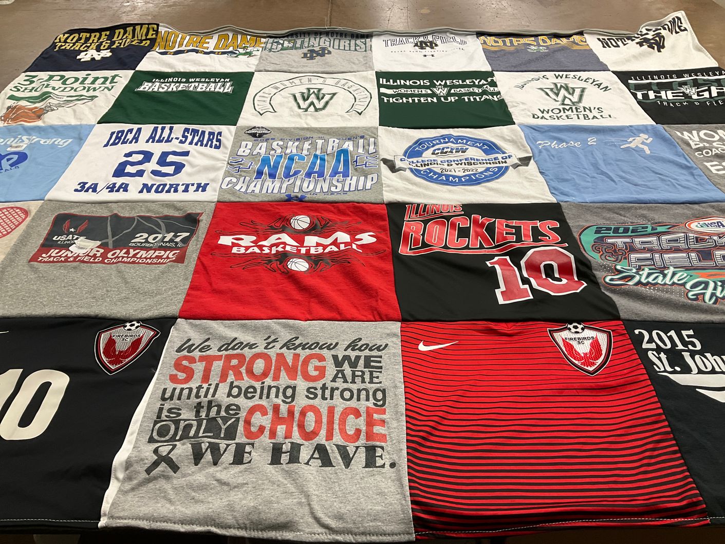 T-shirt quilt featuring illinois rockets by Lauren from IN